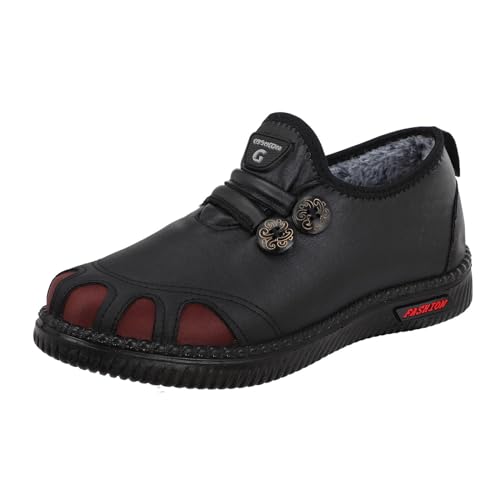 cfpqv Winterschuhe Damen Gefüttert Lederschuhe Winterboots Rutschfest Arbeitschuhe Wanderschuhe Trekkingschuhe Winter Boots Warm Outdoorschuhe Schlupfstiefel Stiefeletten Leder Stiefel Kurzstiefel von cfpqv