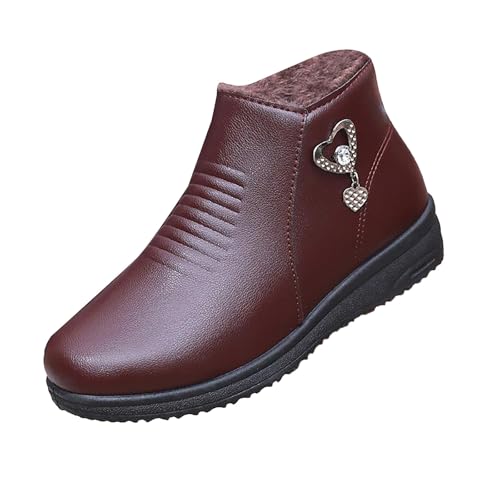 cfpqv Winterschuhe Damen Gefüttert Lederschuhe Winterboots Slip On Schuhe Sneaker Halbschuhe Winterstiefel Rutschfest Wanderschuhe Trekkingschuhe Arbeitsschuhe Thermoschuhe Kurzstiefel Winter Boots von cfpqv