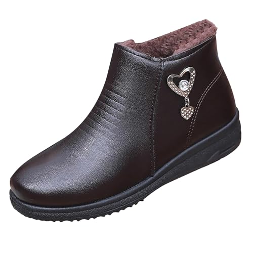 cfpqv Winterschuhe Damen Gefüttert Lederschuhe Winterboots Slip On Schuhe Sneaker Halbschuhe Winterstiefel Rutschfest Wanderschuhe Trekkingschuhe Arbeitsschuhe Thermoschuhe Kurzstiefel Winter Boots von cfpqv
