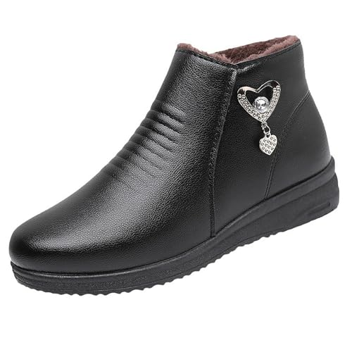 cfpqv Winterschuhe Damen Gefüttert Lederschuhe Winterboots Slip On Schuhe Sneaker Halbschuhe Winterstiefel Rutschfest Wanderschuhe Trekkingschuhe Arbeitsschuhe Thermoschuhe Kurzstiefel Winter Boots von cfpqv