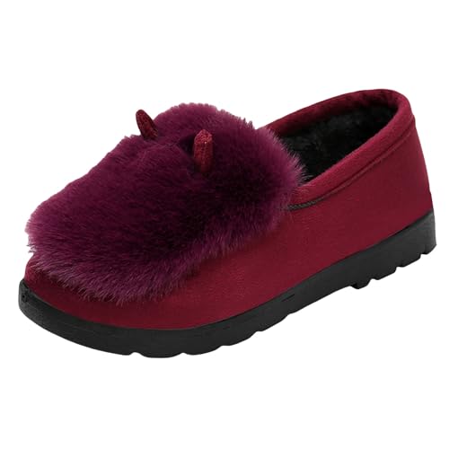 cfpqv Winterschuhe Damen Gefüttert Loafer Slip On Schuhe Warm Halbschuhe Schlupfschuhe Damenschuhe Flache Freizeitschuhe Arbeitsschuhe Herbst Winter Boots Bootschuhe Walkingschuhe Sneakers von cfpqv