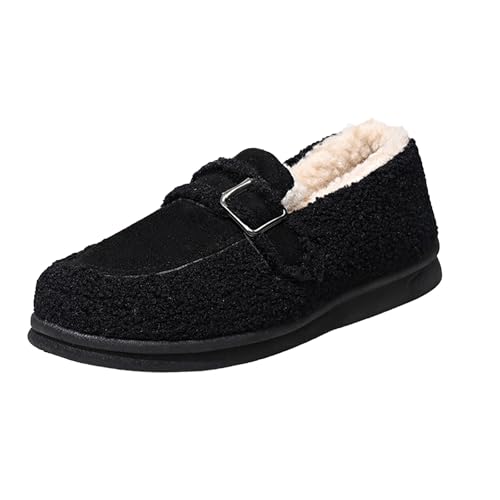 cfpqv Winterschuhe Damen Gefüttert Loafer Slip On Schuhe Winterboots Plüsch Geschlossene Hausschuhe Damenschuhe Winter Boots Slippers Pantoffeln Warm Halbschuhe Sneaker Wanderschuhe Arbeitschuhe von cfpqv