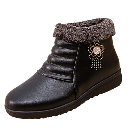 cfpqv Winterschuhe Damen Gefüttert Winterboots Damen Lederschuhe Winter Boots Rutschfest Wanderschuhe Trekkingschuhe Arbeitsschuhe Halbschuhe Low Top Sneaker Winterstiefel Kurzstiefel Thermoschuhe von cfpqv