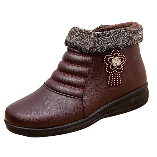 cfpqv Winterschuhe Damen Gefüttert Winterboots Damen Lederschuhe Winter Boots Rutschfest Wanderschuhe Trekkingschuhe Arbeitsschuhe Halbschuhe Low Top Sneaker Winterstiefel Kurzstiefel Thermoschuhe von cfpqv