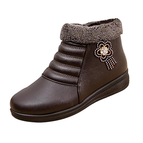cfpqv Winterschuhe Damen Gefüttert Winterboots Damen Lederschuhe Winter Boots Rutschfest Wanderschuhe Trekkingschuhe Arbeitsschuhe Halbschuhe Low Top Sneaker Winterstiefel Kurzstiefel Thermoschuhe von cfpqv
