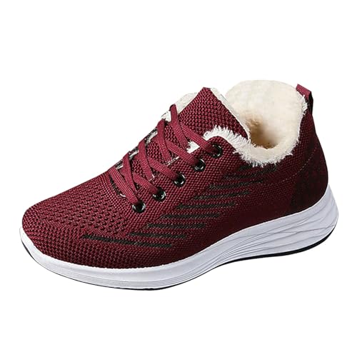 cfpqv Winterschuhe Damen Gefüttert Winterboots Schnürschuh Winter Sportschuhe Turnschuhe Low Top Sneaker Wanderschuhe Arbeitschuhe Winterstiefel Warm Plüsch Halbschuhe Boots Trekkingschuhe von cfpqv