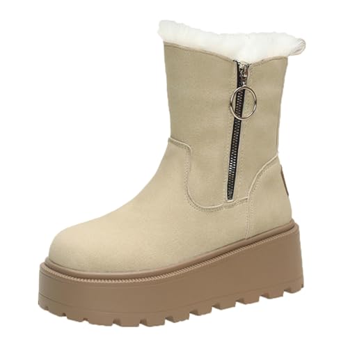 cfpqv Winterstiefel Damen Gefüttert, Warm Winterboots Plateau Stiefeletten Schlupfstiefel Winterschuhe Thermostiefel Ankle Boots Westernstiefel Damenstiefel Herbst Winter Arbeitsstiefel Halbstiefel von cfpqv