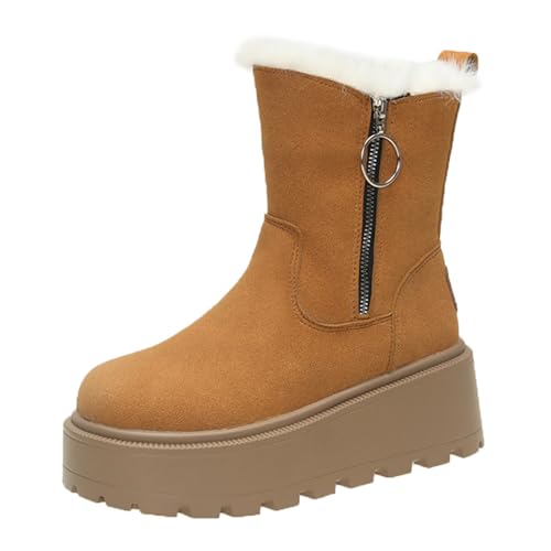 cfpqv Winterstiefel Damen Gefüttert, Warm Winterboots Plateau Stiefeletten Schlupfstiefel Winterschuhe Thermostiefel Ankle Boots Westernstiefel Damenstiefel Herbst Winter Arbeitsstiefel Halbstiefel von cfpqv
