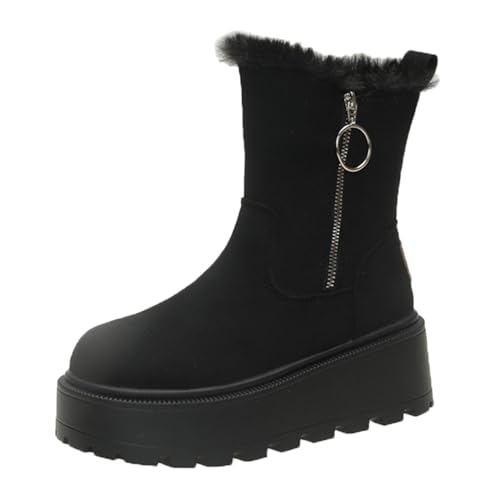 cfpqv Winterstiefel Damen Gefüttert, Warm Winterboots Plateau Stiefeletten Schlupfstiefel Winterschuhe Thermostiefel Ankle Boots Westernstiefel Damenstiefel Herbst Winter Arbeitsstiefel Halbstiefel von cfpqv