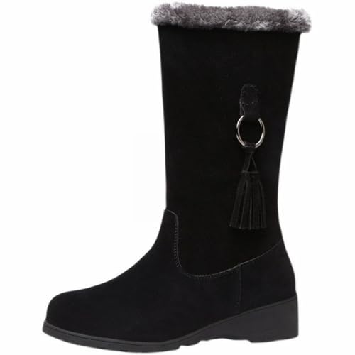 cfpqv Winterstiefel Damen Gefüttert, Warm Winterboots Schlupfstiefel Westernstiefel Damenstiefel Wildleder Stiefeletten Ankle Boots Thermostiefel Reitstiefel Herbst Winter Arbeitsschuhe Halbstiefel von cfpqv