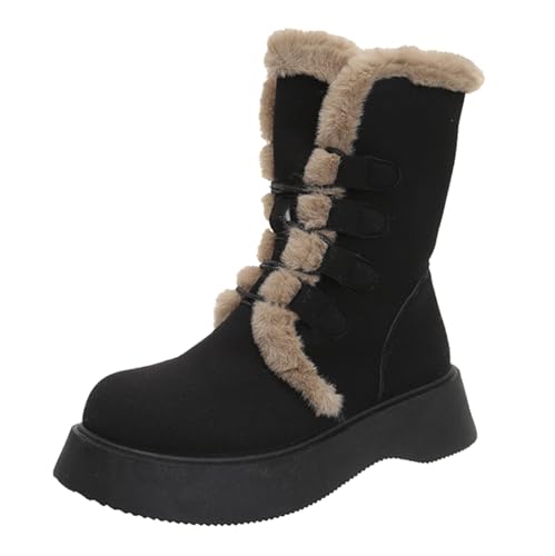 cfpqv Winterstiefel Damen Gefüttert, Warm Winterboots Thermostiefel Plateau Stiefeletten Winterschuhe Schlupfstiefel Halbstiefel Westernstiefel Damenstiefel Winter Stiefel Arbeitsschuhe von cfpqv