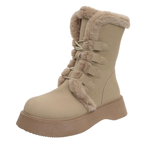 cfpqv Winterstiefel Damen Gefüttert, Warm Winterboots Thermostiefel Plateau Stiefeletten Winterschuhe Schlupfstiefel Halbstiefel Westernstiefel Damenstiefel Winter Stiefel Arbeitsschuhe von cfpqv