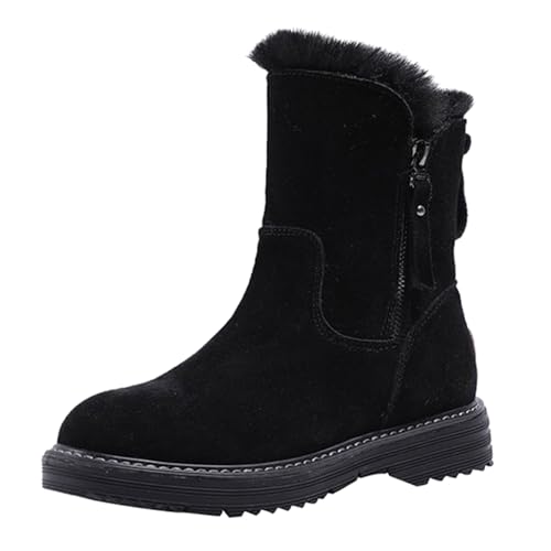 cfpqv Winterstiefel Damen Gefüttert, Wildleder Stiefeletten Westernstiefel Warm Winterboots Schlupfstiefel Kurzstiefel Damenstiefel Thermostiefel Winter Stiefel Ankle Boots Arbeitsschuhe Halbstiefel von cfpqv