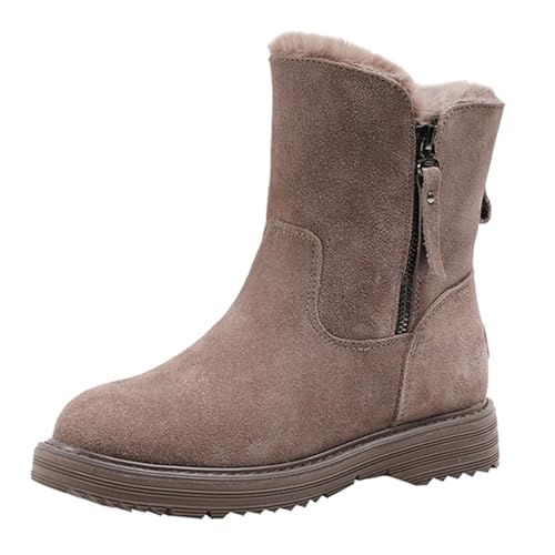 cfpqv Winterstiefel Damen Gefüttert, Wildleder Stiefeletten Westernstiefel Warm Winterboots Schlupfstiefel Kurzstiefel Damenstiefel Thermostiefel Winter Stiefel Ankle Boots Arbeitsschuhe Halbstiefel von cfpqv