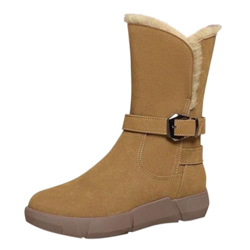 cfpqv Winterstiefel Damen Gefüttert, Winterboots Schlupfstiefel Wildleder Stiefeletten Halbstiefel Damenstiefel Thermostiefel Westernstiefel Warm Ankle Boots Winter Stiefel Kurzstiefel Arbeitsschuhe von cfpqv