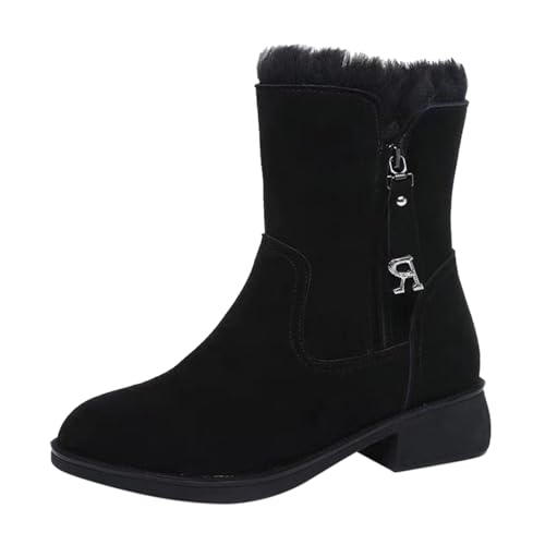 cfpqv Winterstiefel Damen Gefüttert Winterboots Wildleder Stiefeletten Schlupfstiefel Warm Winterschuhe Winter Stiefel Boots Cowboystiefel Westernstiefel Reitstiefel Wanderstiefel Trekkingstiefel von cfpqv