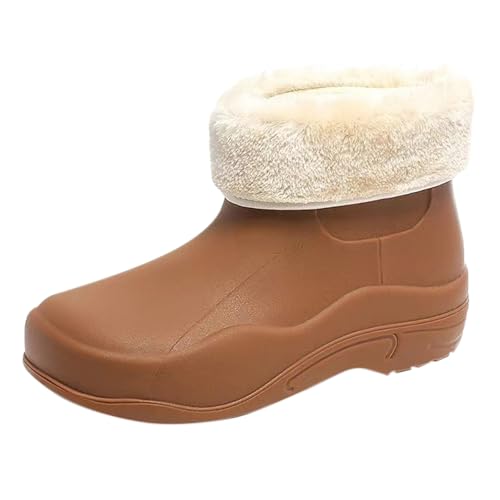 cfpqv Women's Spring Summer Autumn and Winter Mid Tube Plus Velvet Cotton Removable and Washable Outdoor Fashion Work Fishing Car Wash Kitchen Non Slip Warm Rain Boots Jack Schuhe Damen (Coffee, 36) von cfpqv