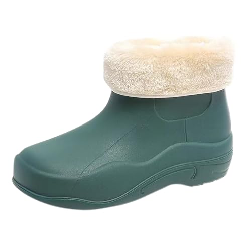 cfpqv Women's Spring Summer Autumn and Winter Mid Tube Plus Velvet Cotton Removable and Washable Outdoor Fashion Work Fishing Car Wash Kitchen Non Slip Warm Rain Boots Jack Schuhe Damen (Green, 36) von cfpqv