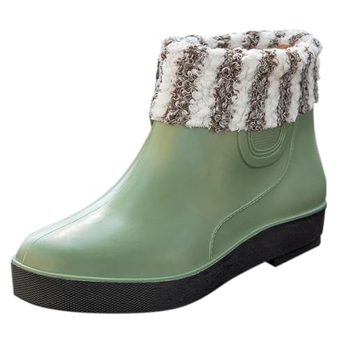 cfpqv Women's Spring Summer Autumn and Winter Short Sleeved Cotton Removable and Washable Outdoor Fashion Work Fishing Car Wash Kitchen Non Slip Warm Rain Boots Damenschuhe Schwarz Absatz (Green, 39) von cfpqv