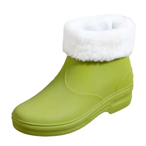 cfpqv Women's Spring Summer Autumn and Winter Short Sleeved Cotton Removable and Washable Outdoor Fashion Work Fishing Car Wash Kitchen Non Slip Warm Rain Boots Damenschuhe Sommerschuhe (Green, 38) von cfpqv
