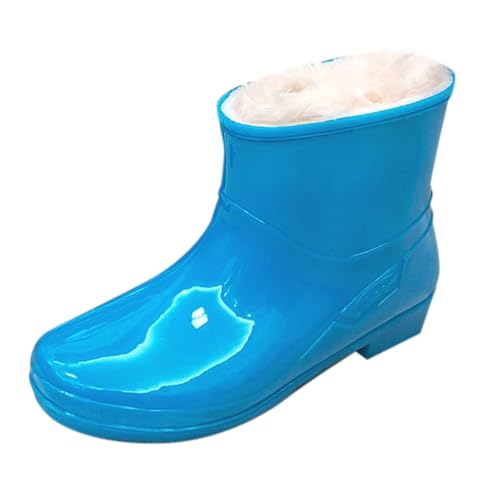 cfpqv Women's Spring Summer Autumn and Winter Short Sleeved Fixed Velvet Outdoor Fashion Work Fishing Kitchen Non Slip Warm Rubber Shoes Rain Boots Schuhe Damen Frühling 2022 (Blue, 39) von cfpqv