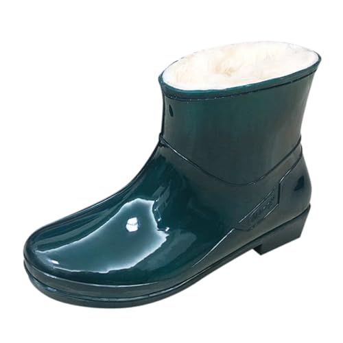 cfpqv Women's Spring Summer Autumn and Winter Short Sleeved Fixed Velvet Outdoor Fashion Work Fishing Kitchen Non Slip Warm Rubber Shoes Rain Boots Schuhe Damen Frühling 2022 (Green, 36) von cfpqv