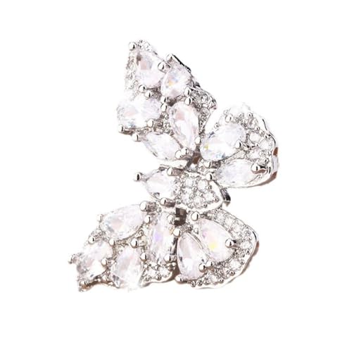 cfpqv Zircon Butterfly Open Ring European And American Light Trendy Index Finger Ring Small And High End Versatile Handpiece Melkfett Mit Ringelblumenextrakt (Silver, One Size) von cfpqv