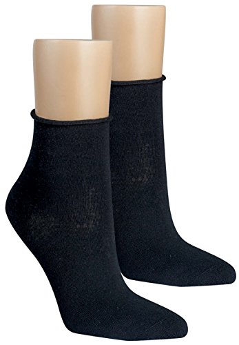 ch-home-desgin 3 Paar Kurzsocken Kurzstrumpf,Rollrand '' Schwarz Weiß für Teenager und Damen RS-5267 (35-38, Schwarz) von ch-home-desgin