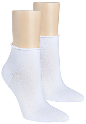 ch-home-desgin 3 Paar Kurzsocken Kurzstrumpf,Rollrand '' Schwarz Weiß für Teenager und Damen RS-5267 (39-42, Weiß) von ch-home-desgin