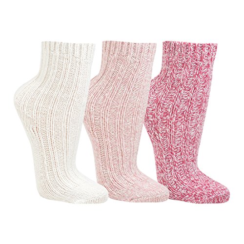 3 Paar Norwegersöckchen, ABS Socken wolle für babys und Kinder CH-3119 (23-26, Mädchen(Rosa-Bündel-Sortiert)) von ch-home-desgin