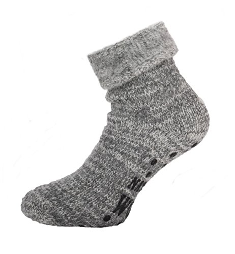 1 Paar Damen und Herren THERMO-Wollsocken mit ABS-Druck, mit Umschlag CH-572 (39-42, Graumelange) von ch-home-design