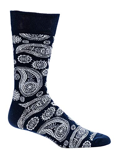 2 Paar Herrensocken Trendmotiv,Paisley'' Pique-Bund ohne gummi Ch-2193 (39-42, Marine/Weiß) von ch-home-design