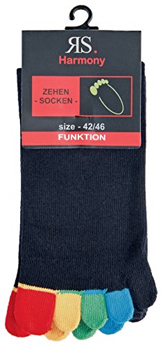 ch-home-design 2 Paar zehensocken schwarz zehenstrumpf ''Bunte Zehen'' baumwolle RS-55510 (42-46) von ch-home-design