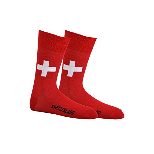 3 Paar Computer-Socken Schweiz rot schwarz für Damen und Herren CH-187 (43-46, Schweiz (Rot)) von ch-home-design