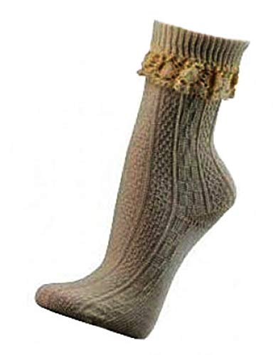 ch-home-design Umschlag-Söckchen im Landhaus-Stil,Socken Damen Trachten socken Weiß Natur 232 (35-38, Natur) von ch-home-design