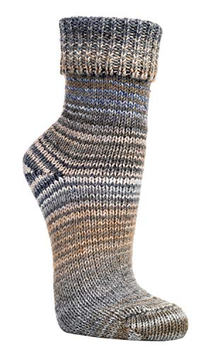 Wollsocken Skandinavien-Style wie handgestrickt, mit Umschlag für Damen&Herren CH-198 (35-38, Beige) von ch-home-design