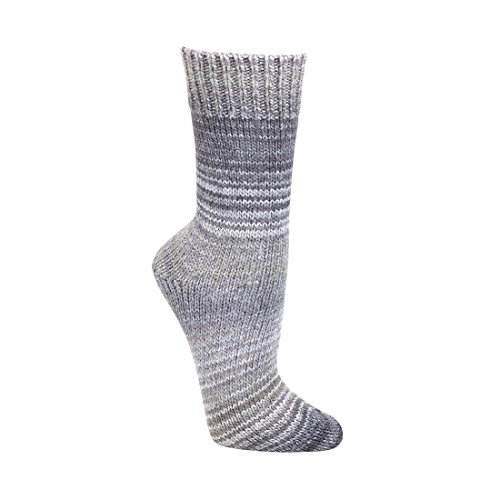 Wollsocken Skandinavien-Style wie handgestrickt, mit Umschlag für Damen&Herren CH-2198 (35-38, Grau) von ch-home-design