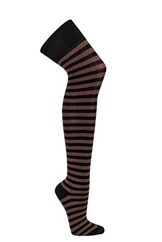 ch-home-design 1 Paar modische Overknee für Teenager und Damen,Original Wowerat (One size, Ringel-Schwarz/Braun) von ch-home-design