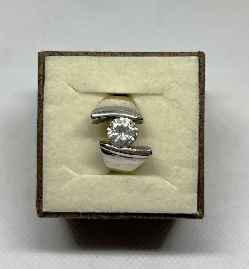 18 Mm Silberring Mit Kristallstein Klar 925 Silber Vintage Elegantes Design Sr162 von chainsio