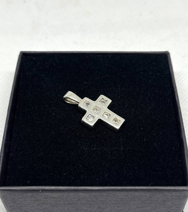 Anhänger Kreuz 925 Silber Vintage Mit Kristallsteinen San203 von chainsio