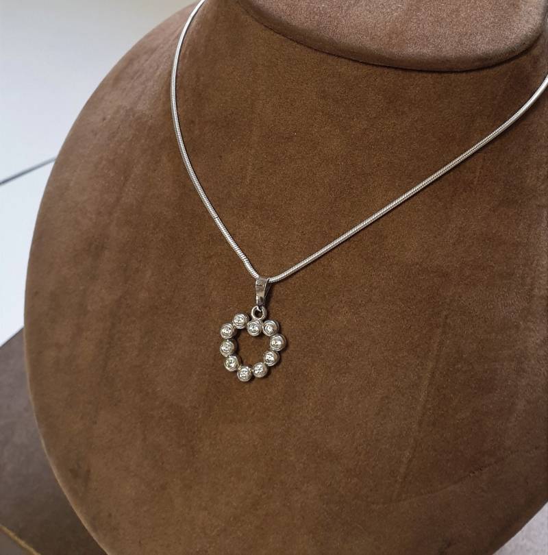 Silberanhänger Herz 925 Silber Mit Kristallsteinen Klar San128 von chainsio