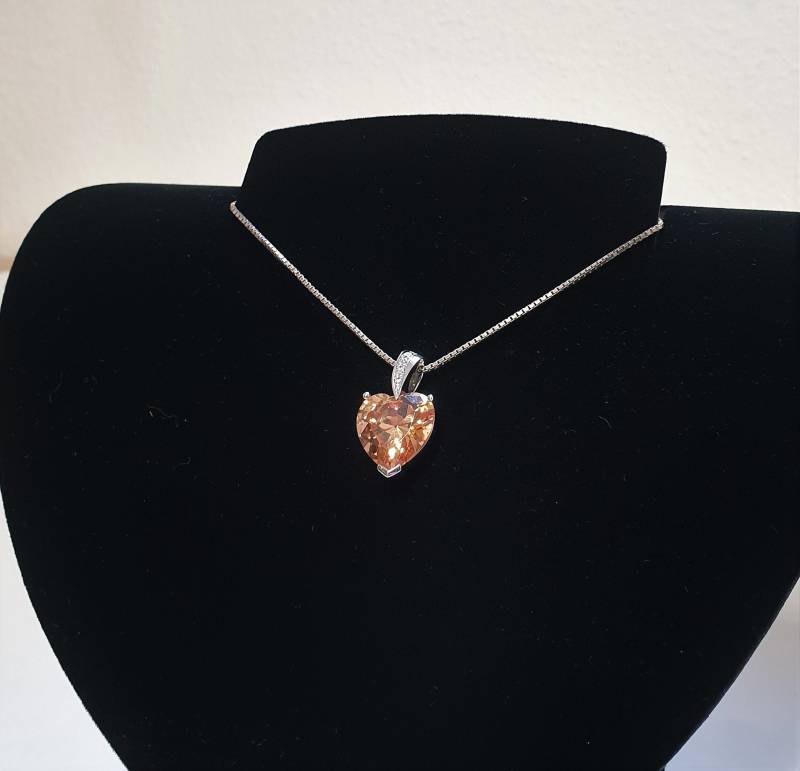 Silberanhänger Herz 925 Silber Mit Kristallsteinen San123 von chainsio