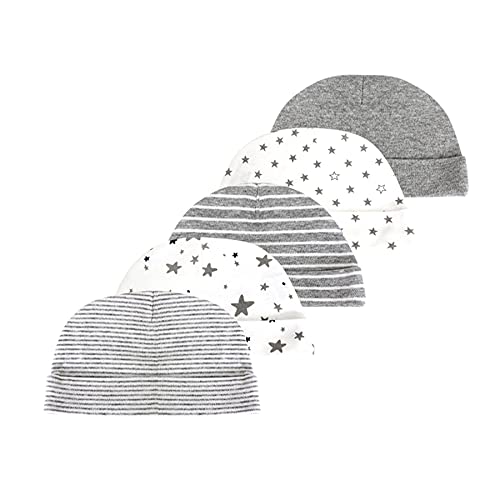 Baby Fäustlinge, Neugeborenes Set 5 Paar Fäustlinge für Babys, Jungen, Mädchen, Alter 0-6 Monate, 100% Baumwolle (6 Monate, Grau hat) von Chamie