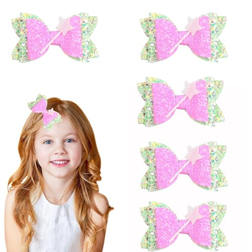 5 Stück Haarschleife Haarspangen, Rutschfeste Metall-Druckknöpfe Haarspangen, Haarschleifen aus Satin Haarspangen, für Mädchen Kinder Teenager Damen (A) von champracer