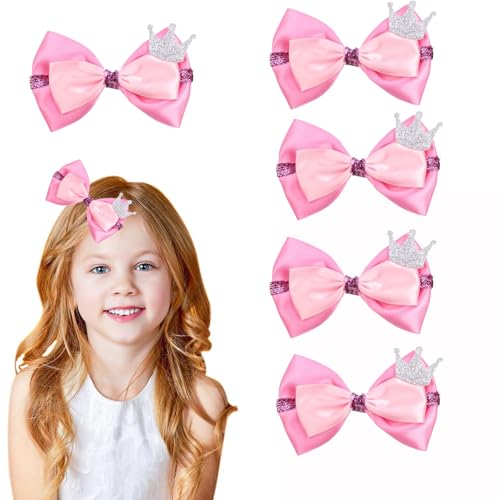 5 Stück Haarschleife Haarspangen, Rutschfeste Metall-Druckknöpfe Haarspangen, Haarschleifen aus Satin Haarspangen, für Mädchen Kinder Teenager Damen (F) von champracer