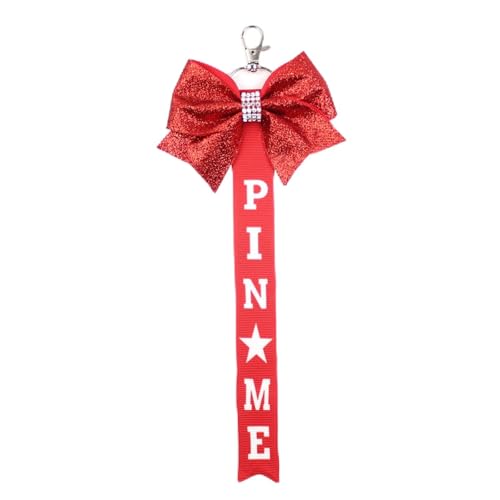 Cheerleader Pin Me Bow Schlüsselanhänger Glitzer Pin 10 PCS Pin Me Band für Cheer Bag mit Strasssteinen Cheer Bow Holder Hängender langer Schleifen Schlüsselanhänger Funkelnde Schlüsselanhänger (4) von champracer