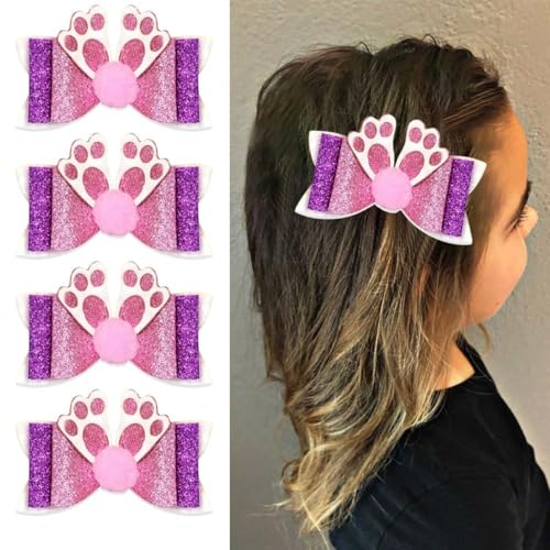 Haarspangen Ostern Party, Hasen Ohren Haarband Niedlich Kaninchen Haarbänder Osterhase Haarspangen Haargummis Mädchen Cartoon Kleine Kinder Erwachsene Kostüm Cosplay Zubehör (Tpy B,4 Stück) von champracer