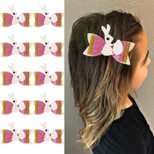 Haarspangen Ostern Party, Hasen Ohren Haarband Niedlich Kaninchen Haarbänder Osterhase Haarspangen Haargummis Mädchen Cartoon Kleine Kinder Erwachsene Kostüm Cosplay Zubehör (Tpy E,10 Stück) von champracer