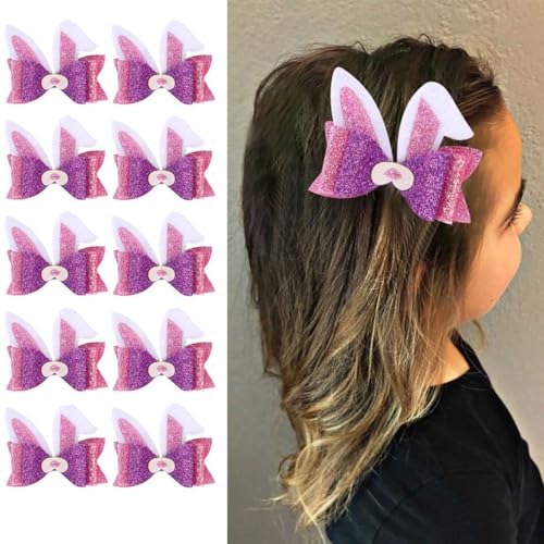 Haarspangen Ostern Party, Hasen Ohren Haarband Niedlich Kaninchen Haarbänder Osterhase Haarspangen Haargummis Mädchen Cartoon Kleine Kinder Erwachsene Kostüm Cosplay Zubehör (Tpy F,10 Stück) von champracer