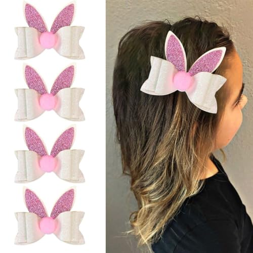 Haarspangen Ostern Party, Hasen Ohren Haarband Niedlich Kaninchen Haarbänder Osterhase Haarspangen Haargummis Mädchen Cartoon Kleine Kinder Erwachsene Kostüm Cosplay Zubehör (Tpy H,4 Stück) von champracer